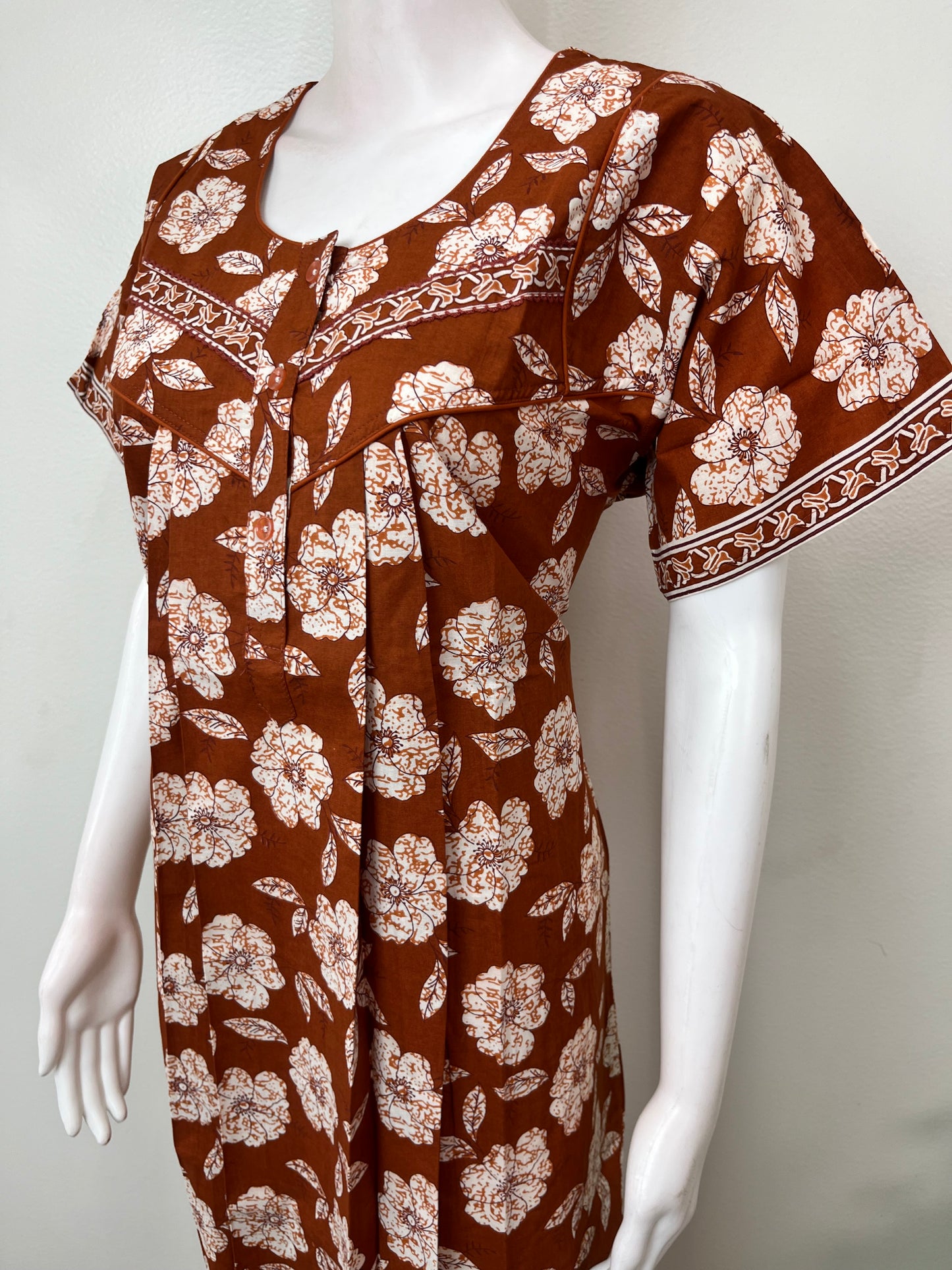 Rust Orange 100% Cotton Nightgown