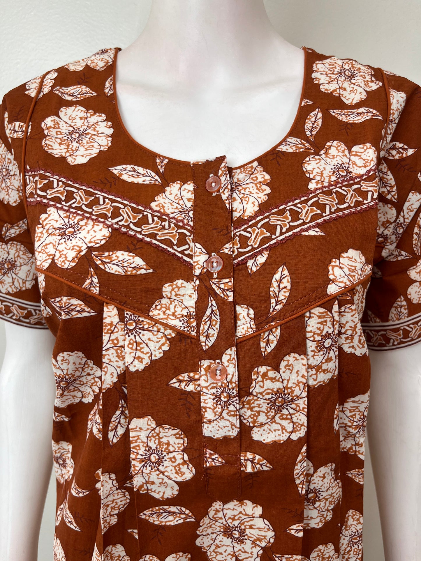 Rust Orange 100% Cotton Nightgown