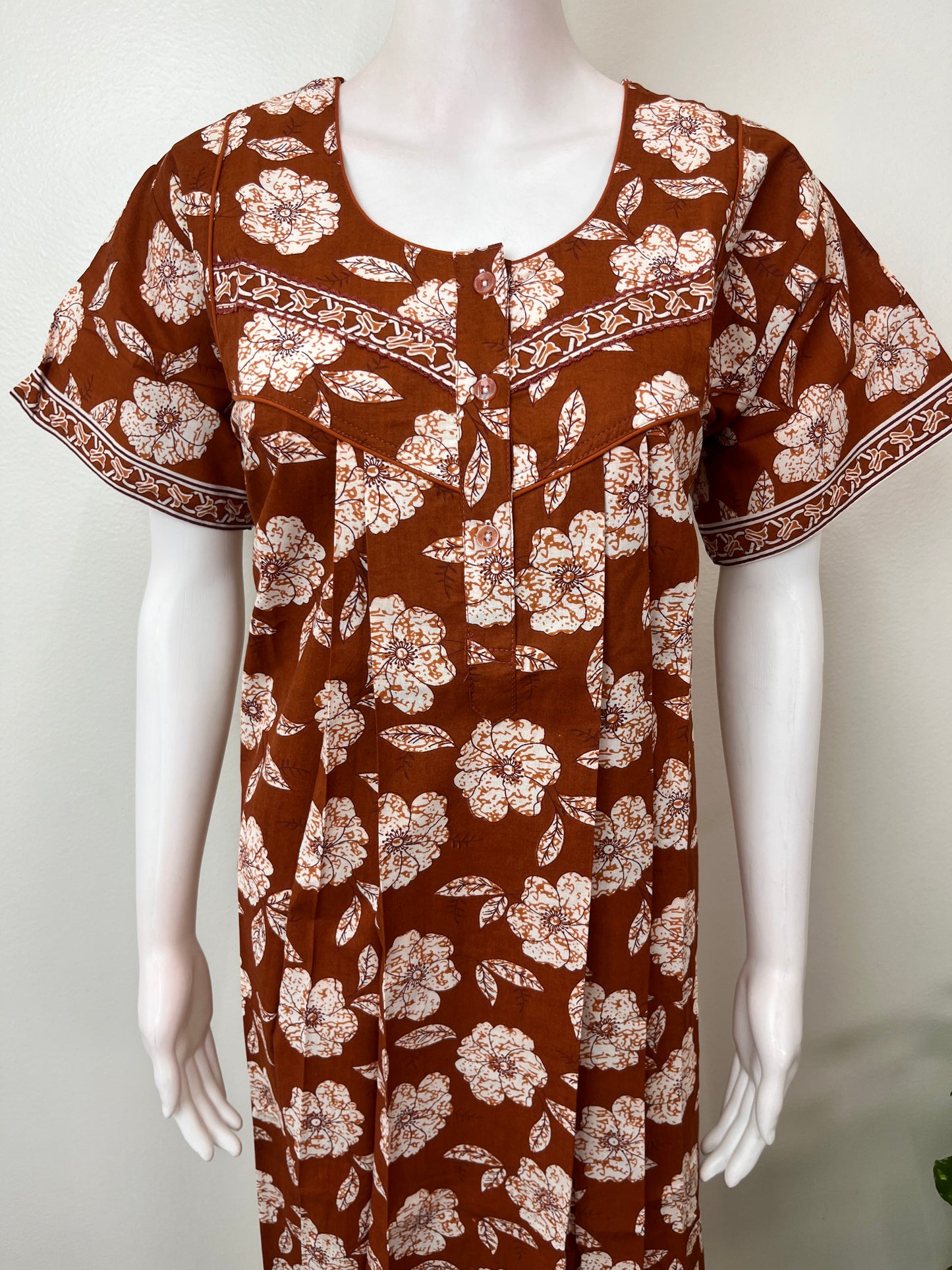 Rust Orange 100% Cotton Nightgown