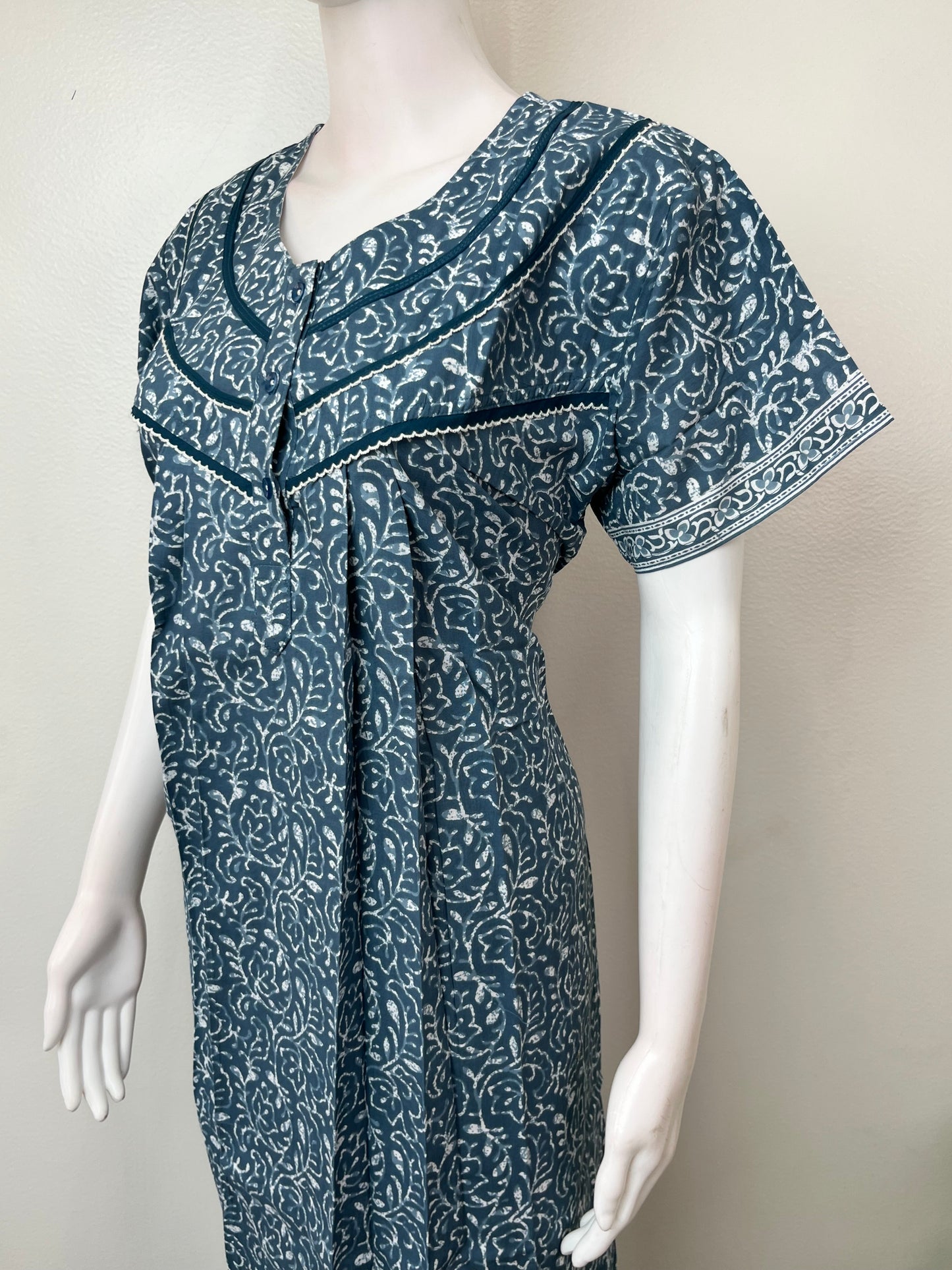 Gray Pure Cotton Nightgown Soft & Comfortable