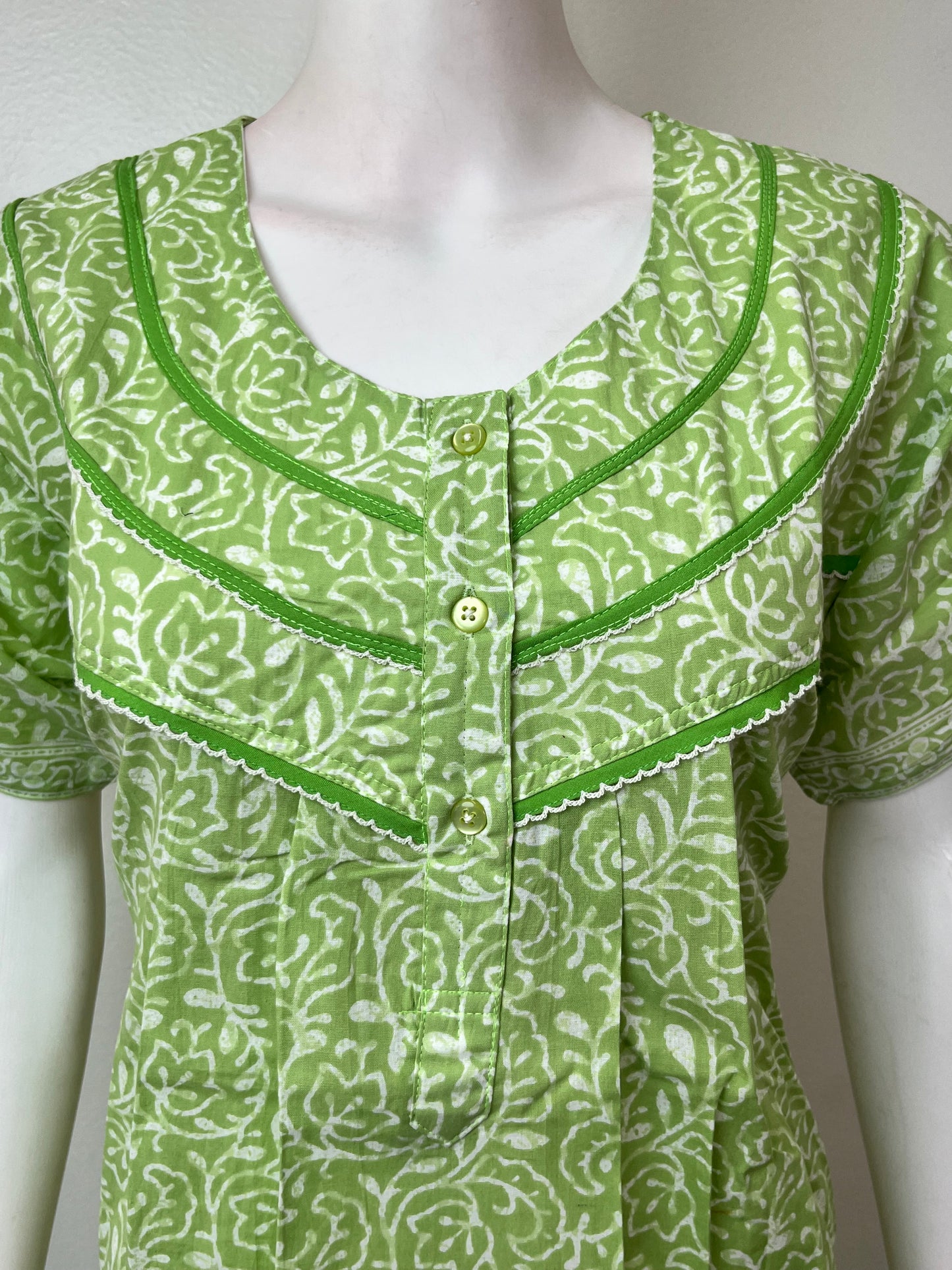 Lime Green Pure Cotton Nightgown for Women