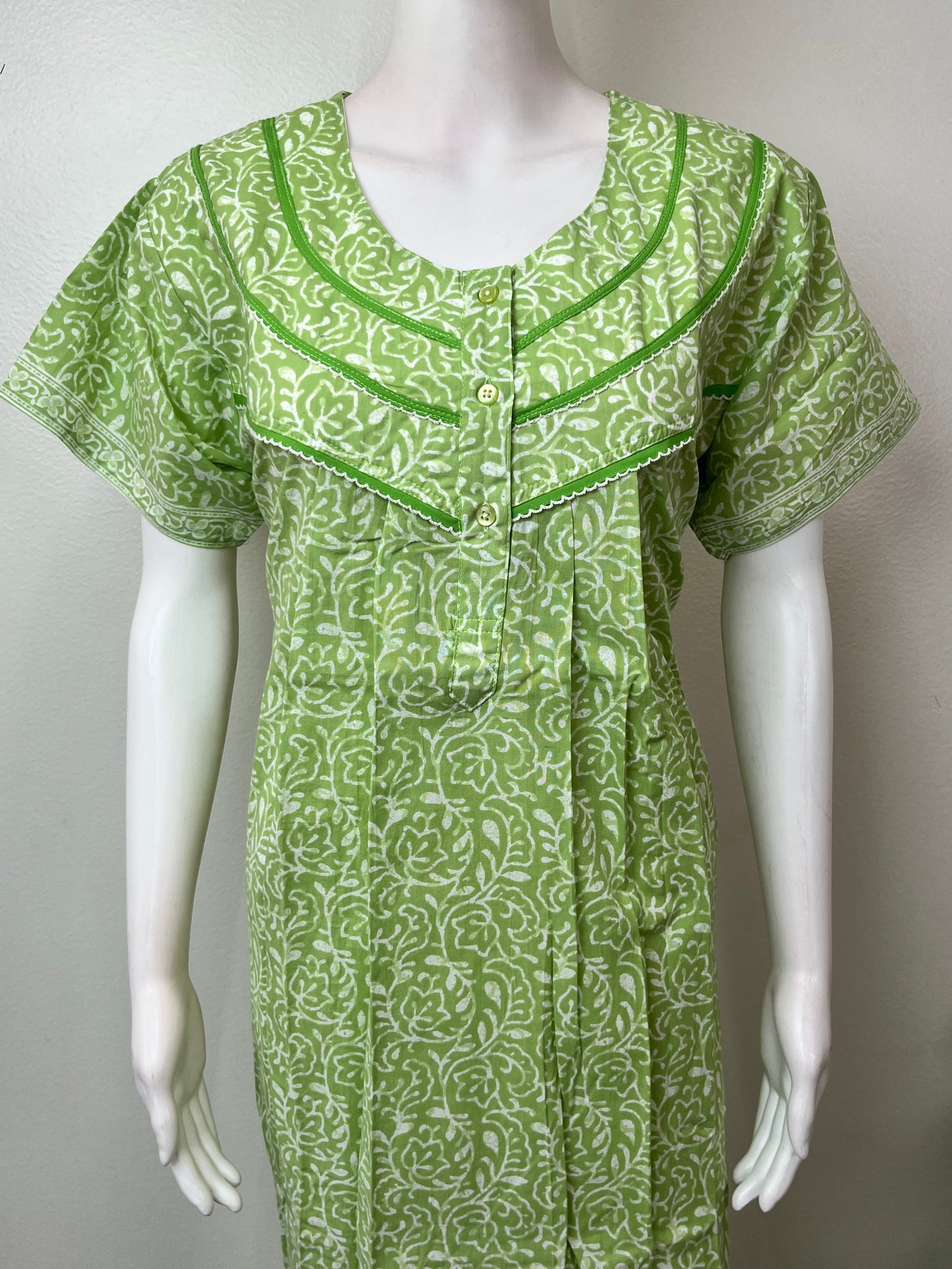 Lime Green Pure Cotton Nightgown for Women