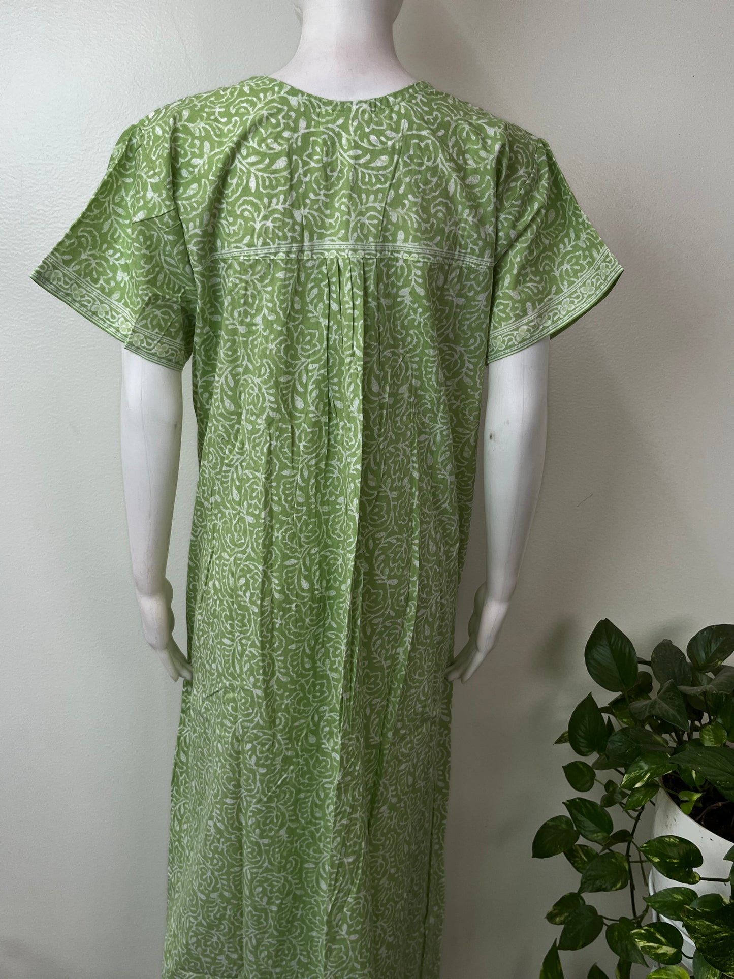 Lime Green Pure Cotton Nightgown for Women