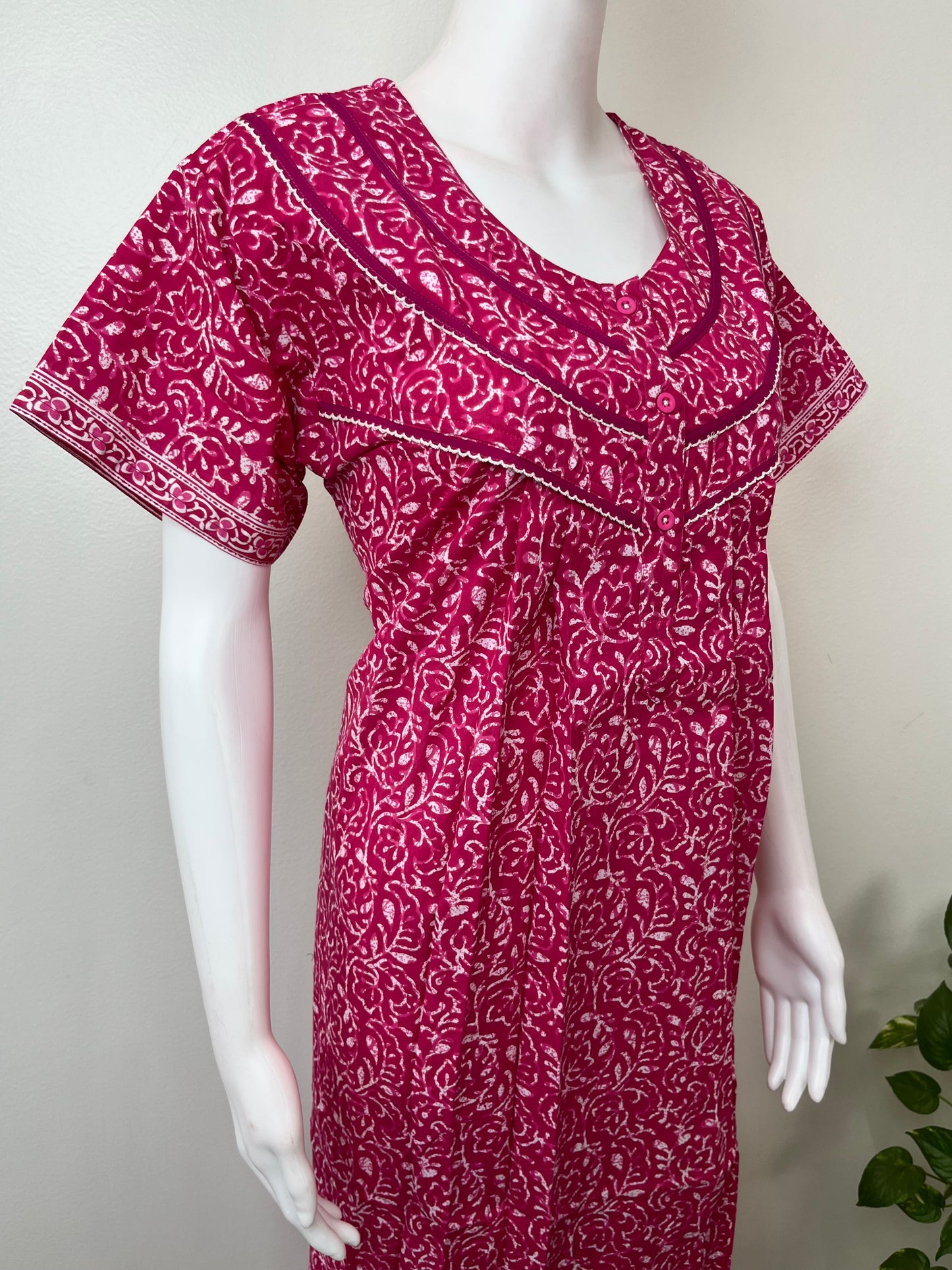 Hot Pink 100% Cotton Nightgown