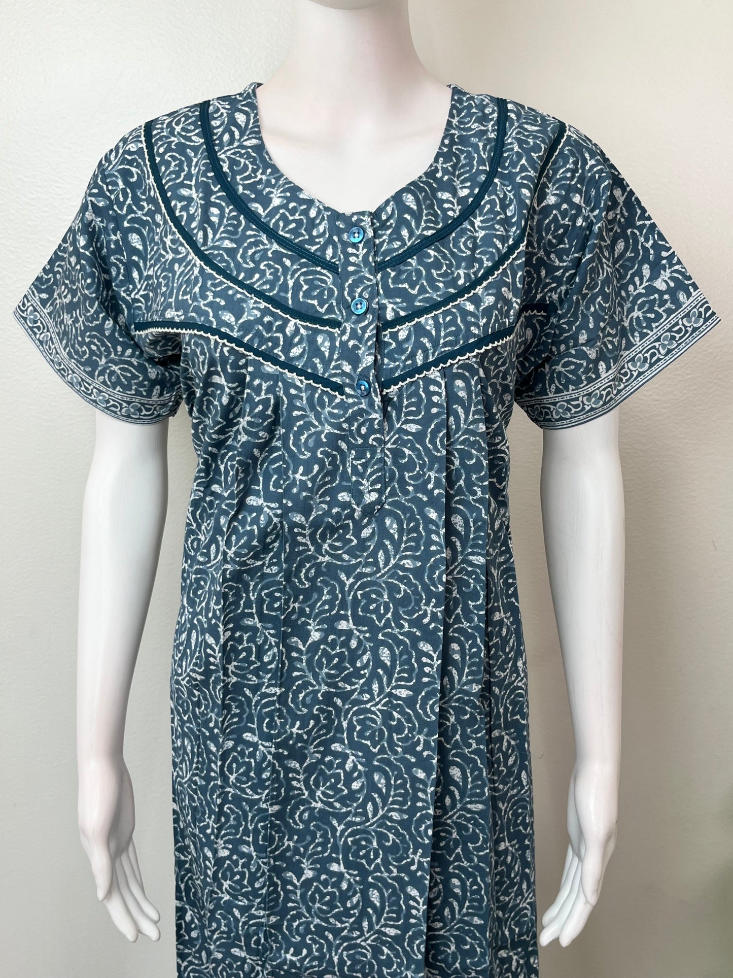 Gray Pure Cotton Nightgown Soft & Comfortable