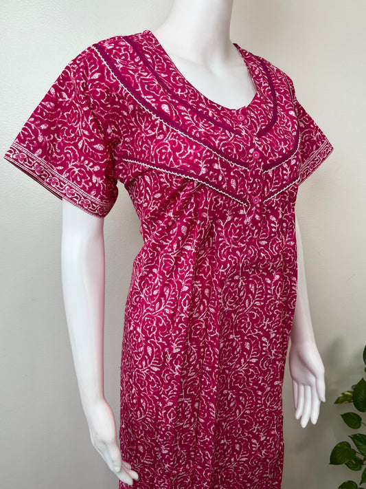 Hot Pink 100% Cotton Nightgown