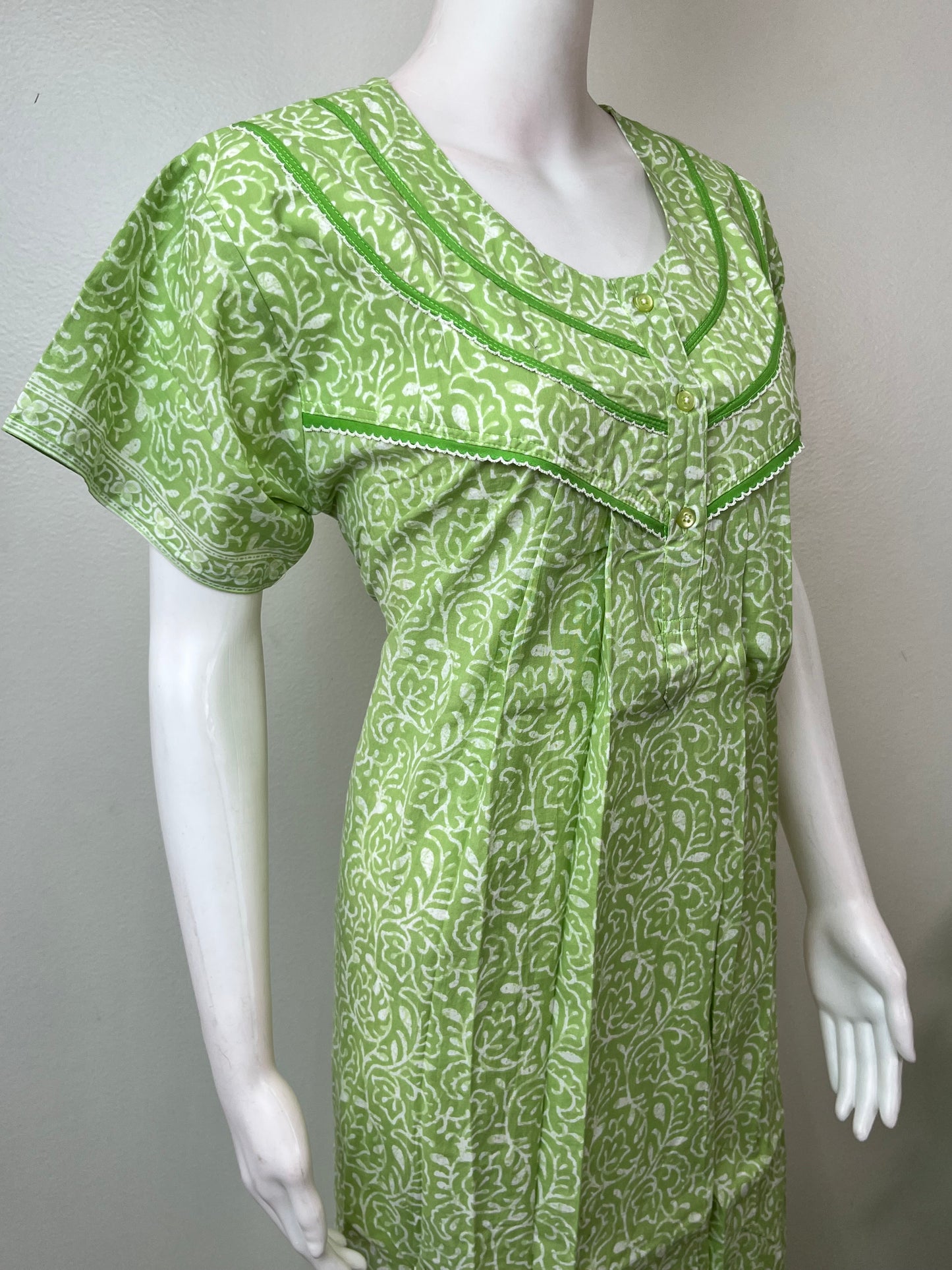 Lime Green Pure Cotton Nightgown for Women