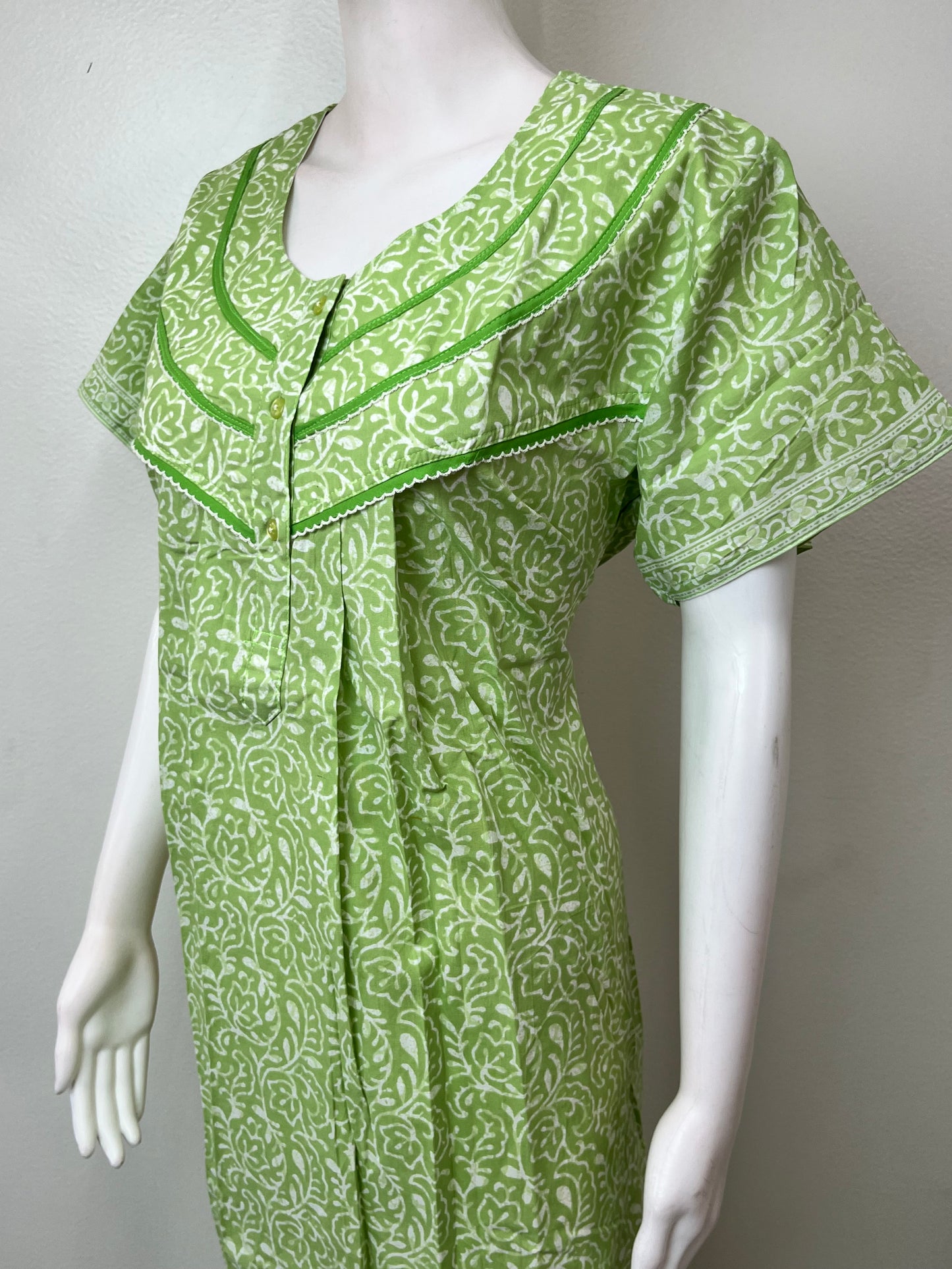 Lime Green Pure Cotton Nightgown for Women