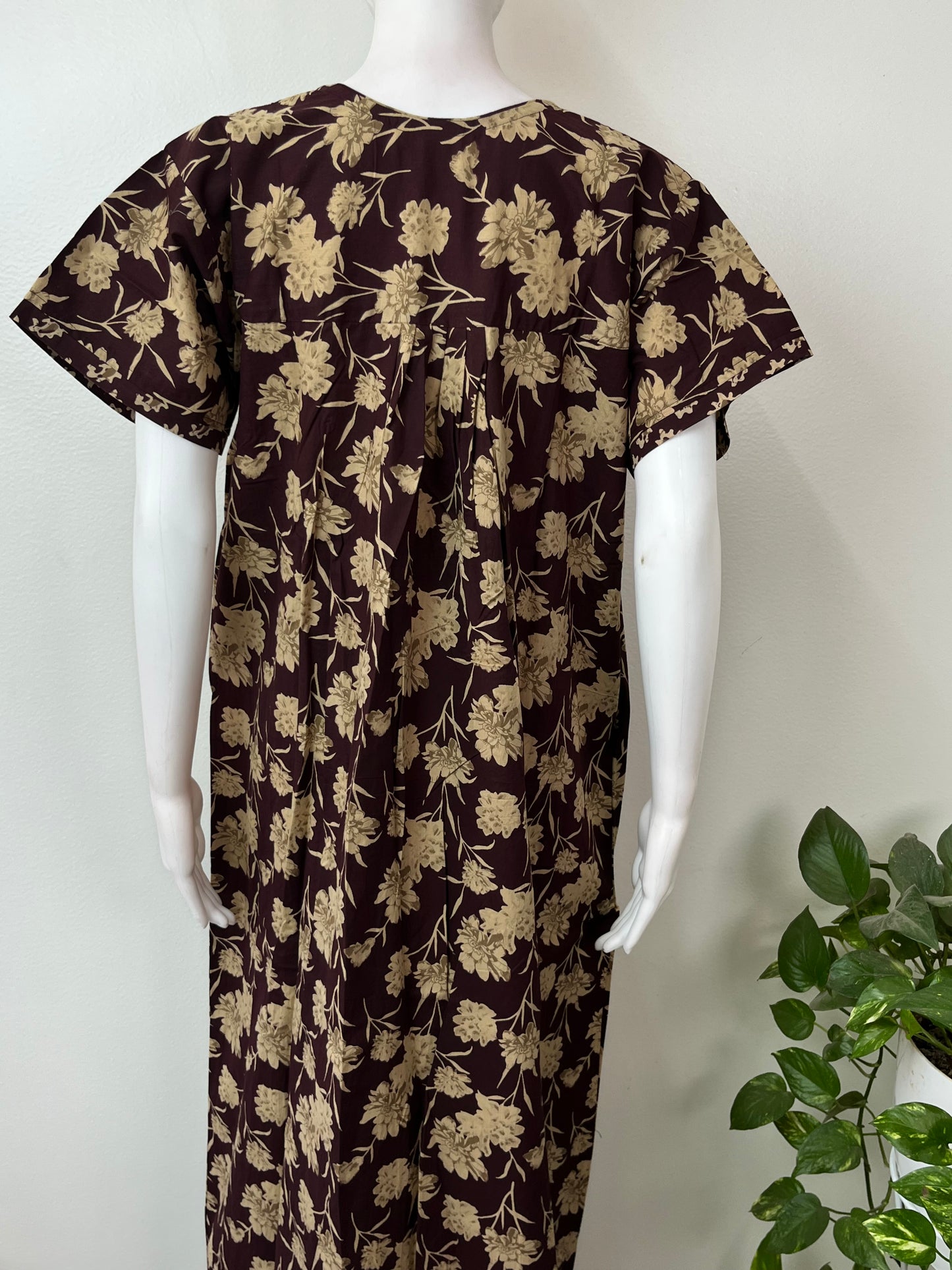 Wine Pure Cotton Nightgown for Women