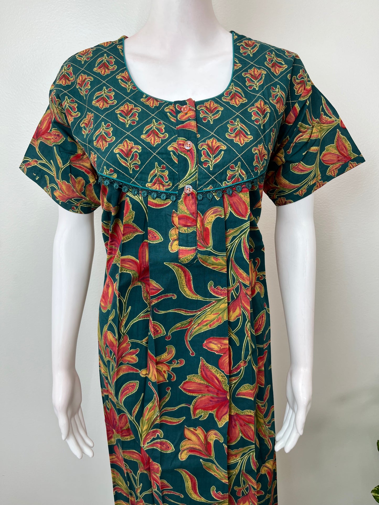 Basil Green Pure Cotton Nighty