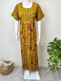 Mustard Floral Printed 100% Cotton Nightgown