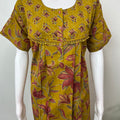 Mustard Floral Printed 100% Cotton Nightgown