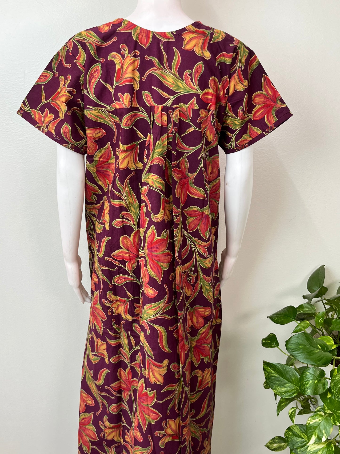 Wine 100% Cotton Nightgown Soft & Comfortable