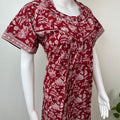 Red Pleated Style 100% Cotton Nighty