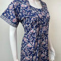 Royal Blue Floral Pure Cotton Nightgown