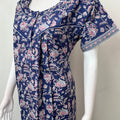 Royal Blue Floral Pure Cotton Nightgown
