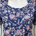 Royal Blue Floral Pure Cotton Nightgown
