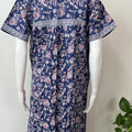 Royal Blue Floral Pure Cotton Nightgown
