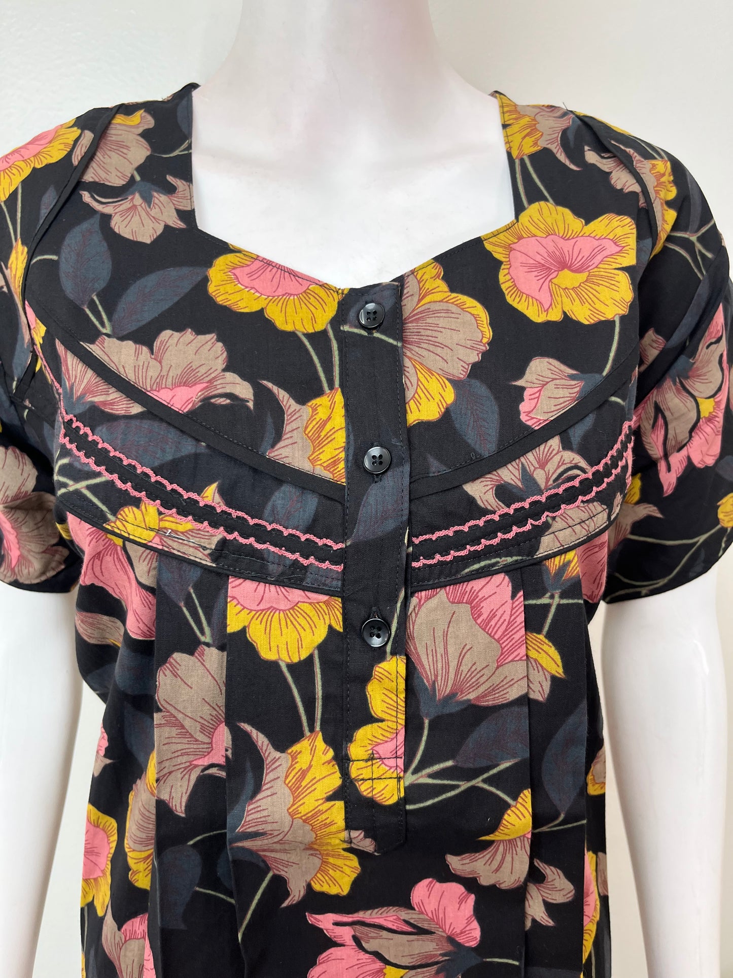 Black 100% Cotton Nighty Elegant & Breathable