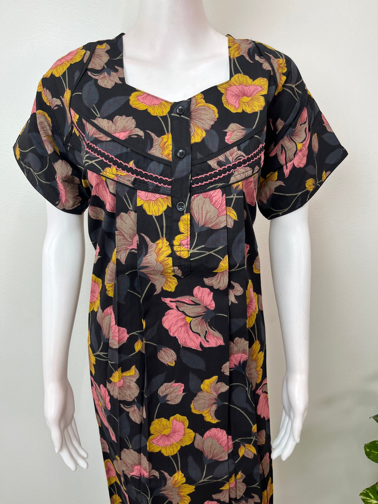 Black 100% Cotton Nighty Elegant & Breathable