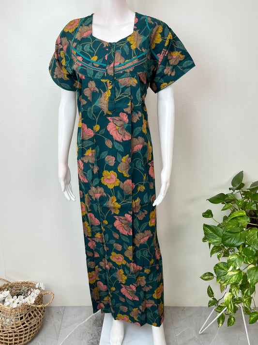 Teal 100% Cotton Nighty for Women