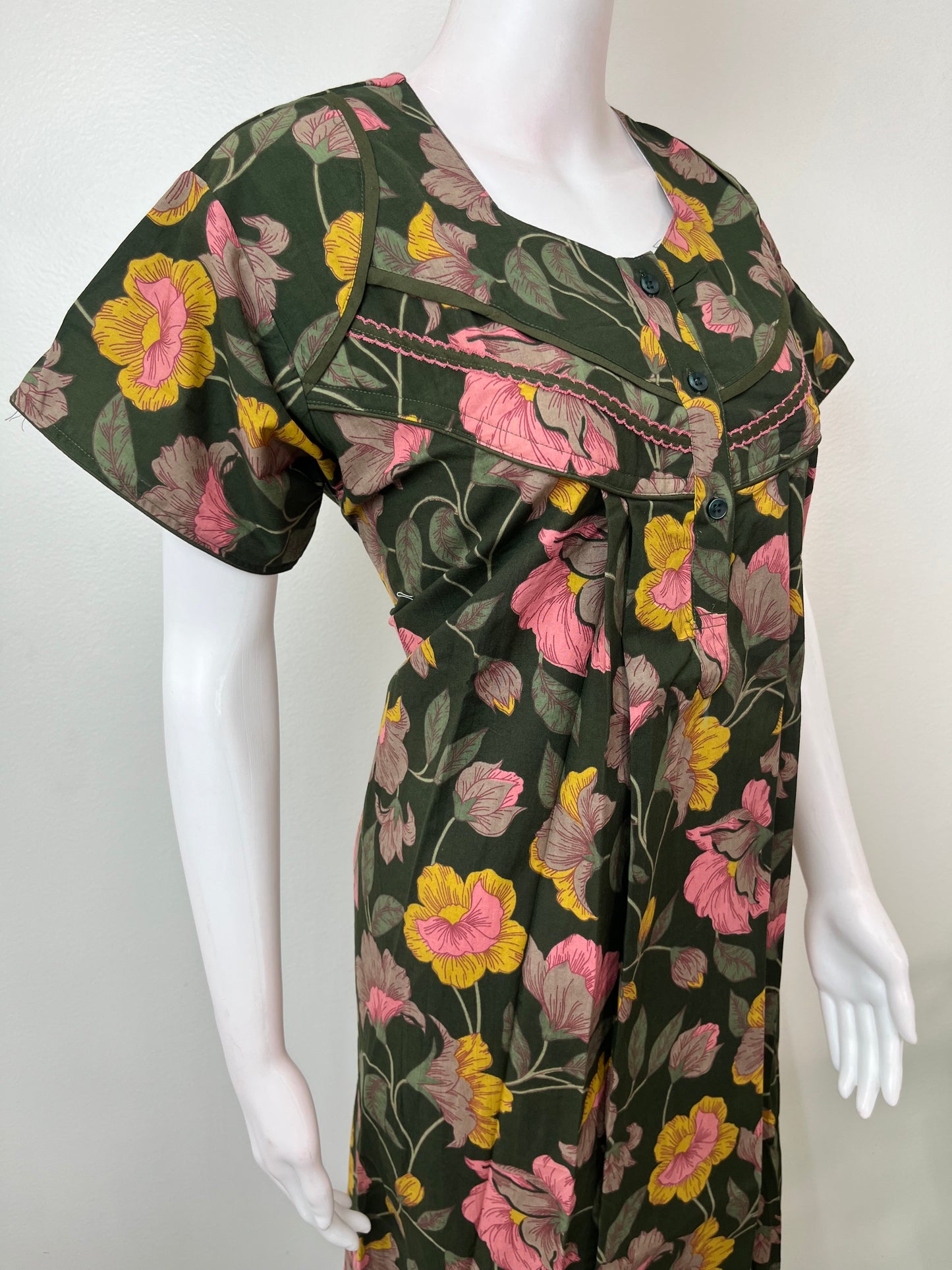 Bottle Green Pure Cotton Nightgown for Women