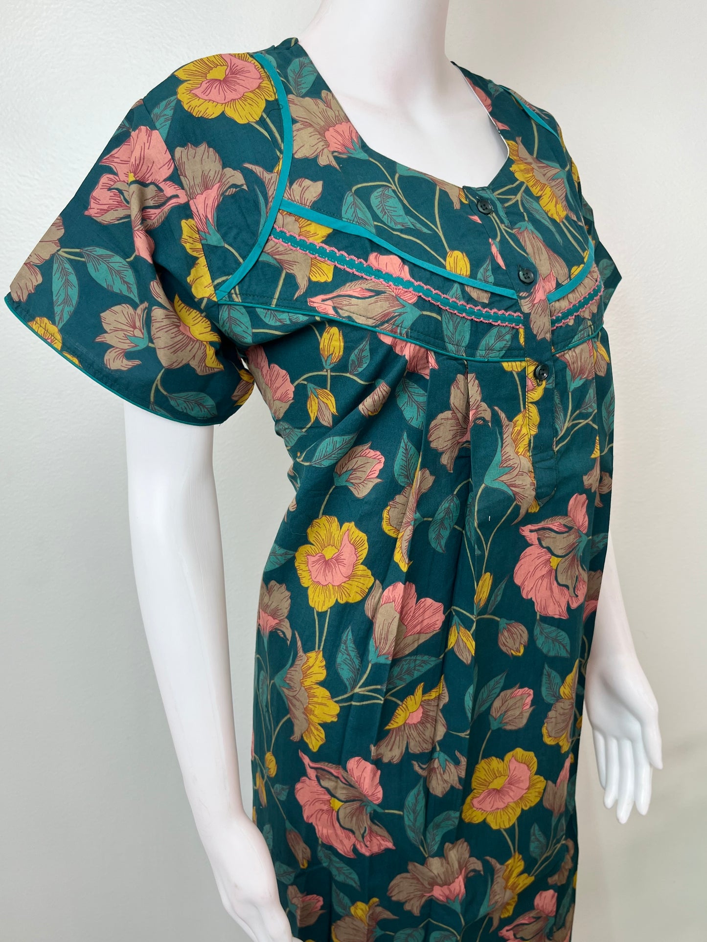 Teal 100% Cotton Nighty for Women