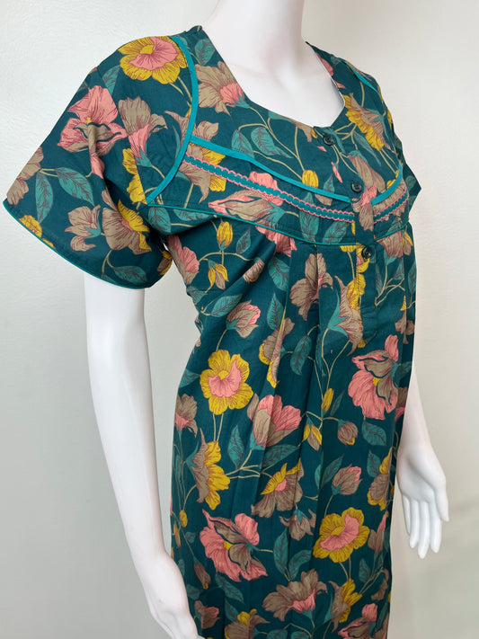 Teal 100% Cotton Nighty for Women