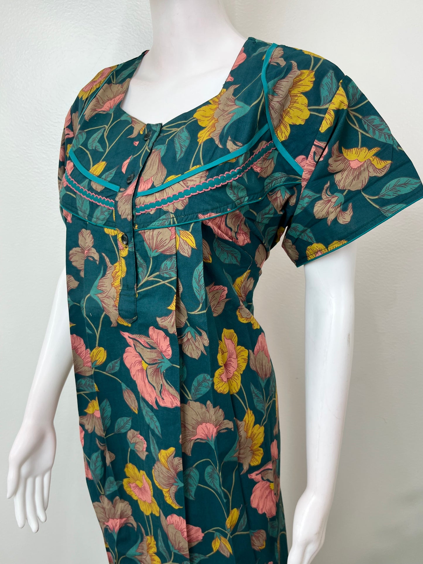 Teal 100% Cotton Nighty for Women