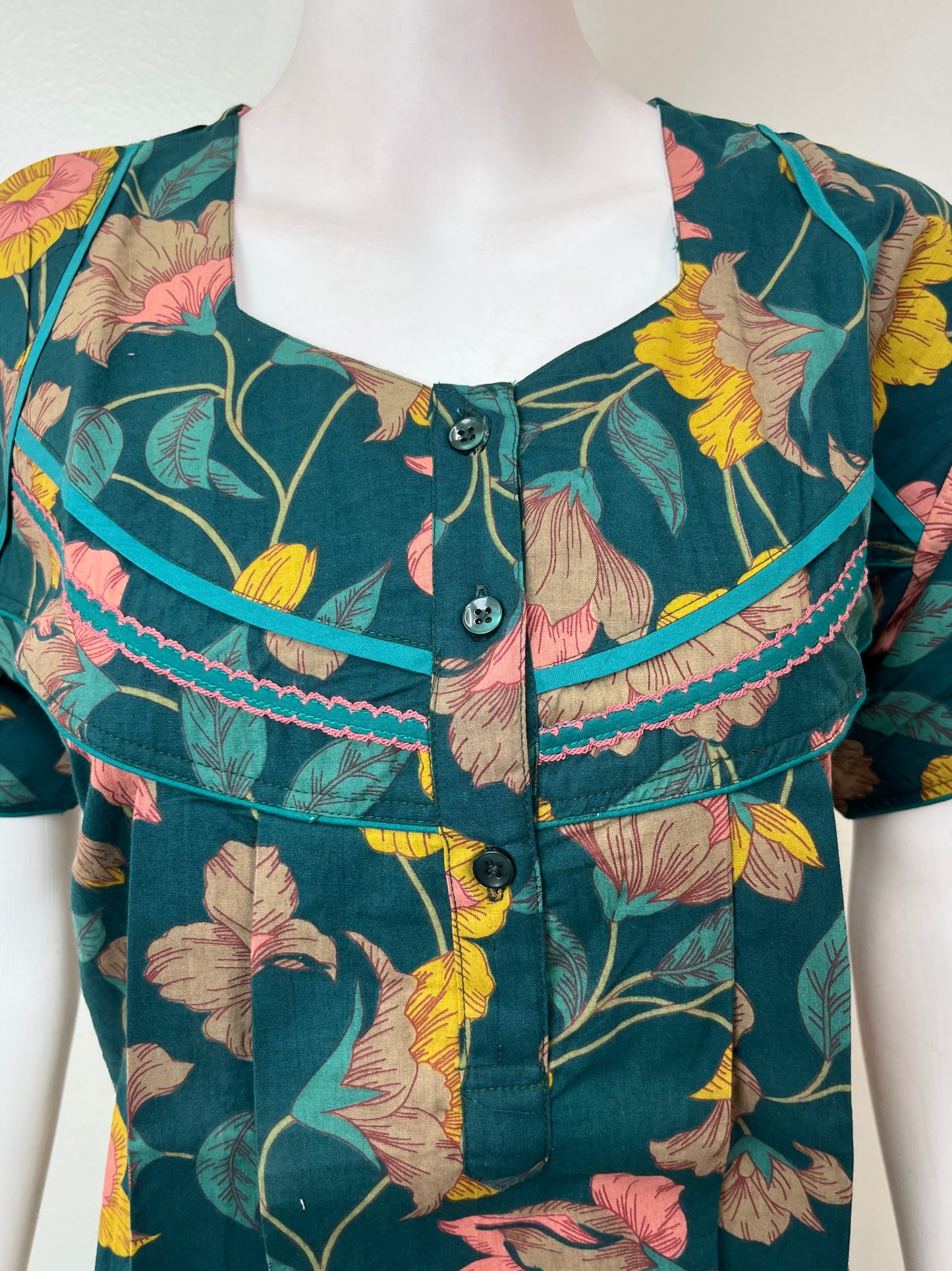 Teal 100% Cotton Nighty for Women