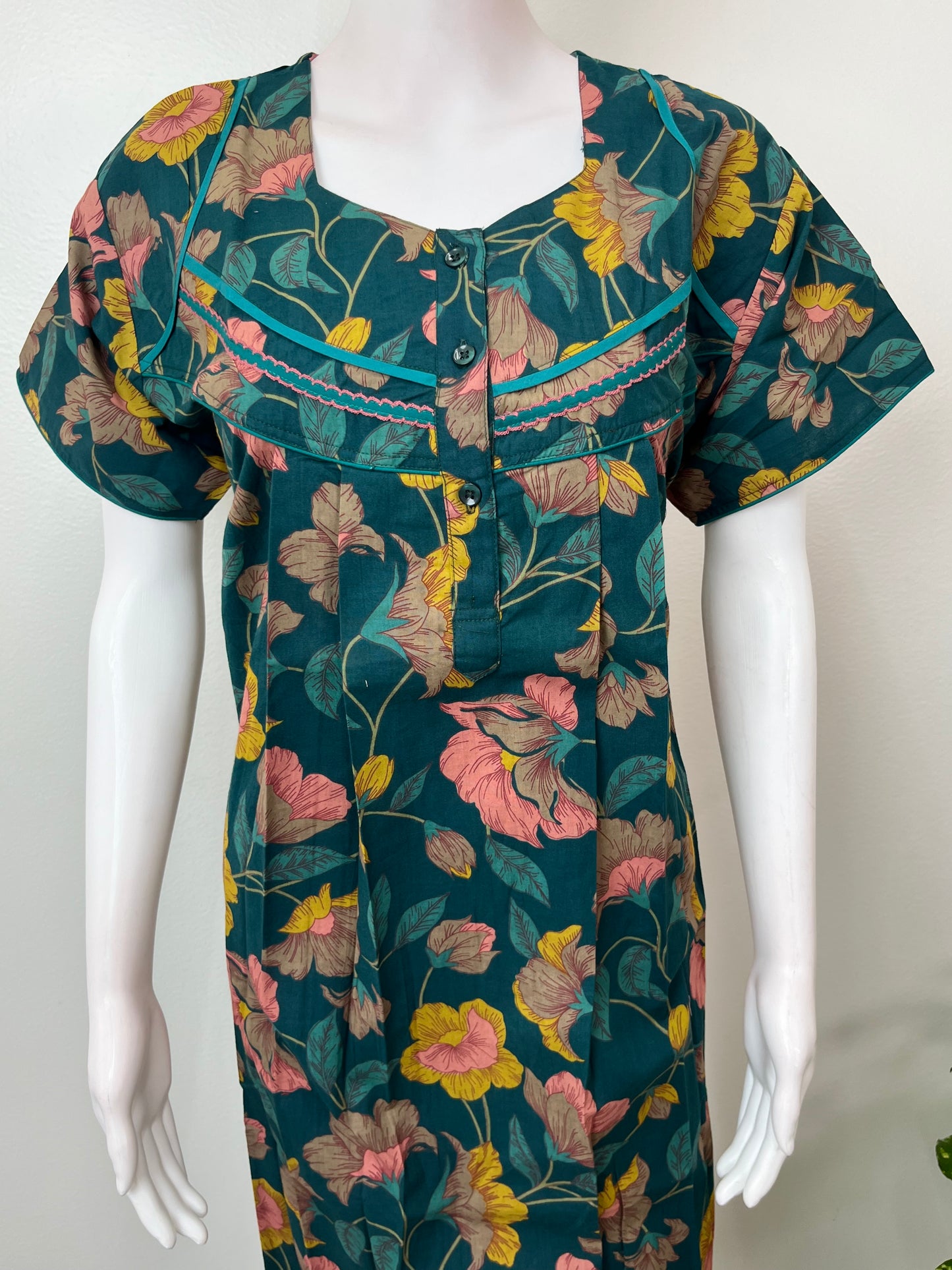 Teal 100% Cotton Nighty for Women