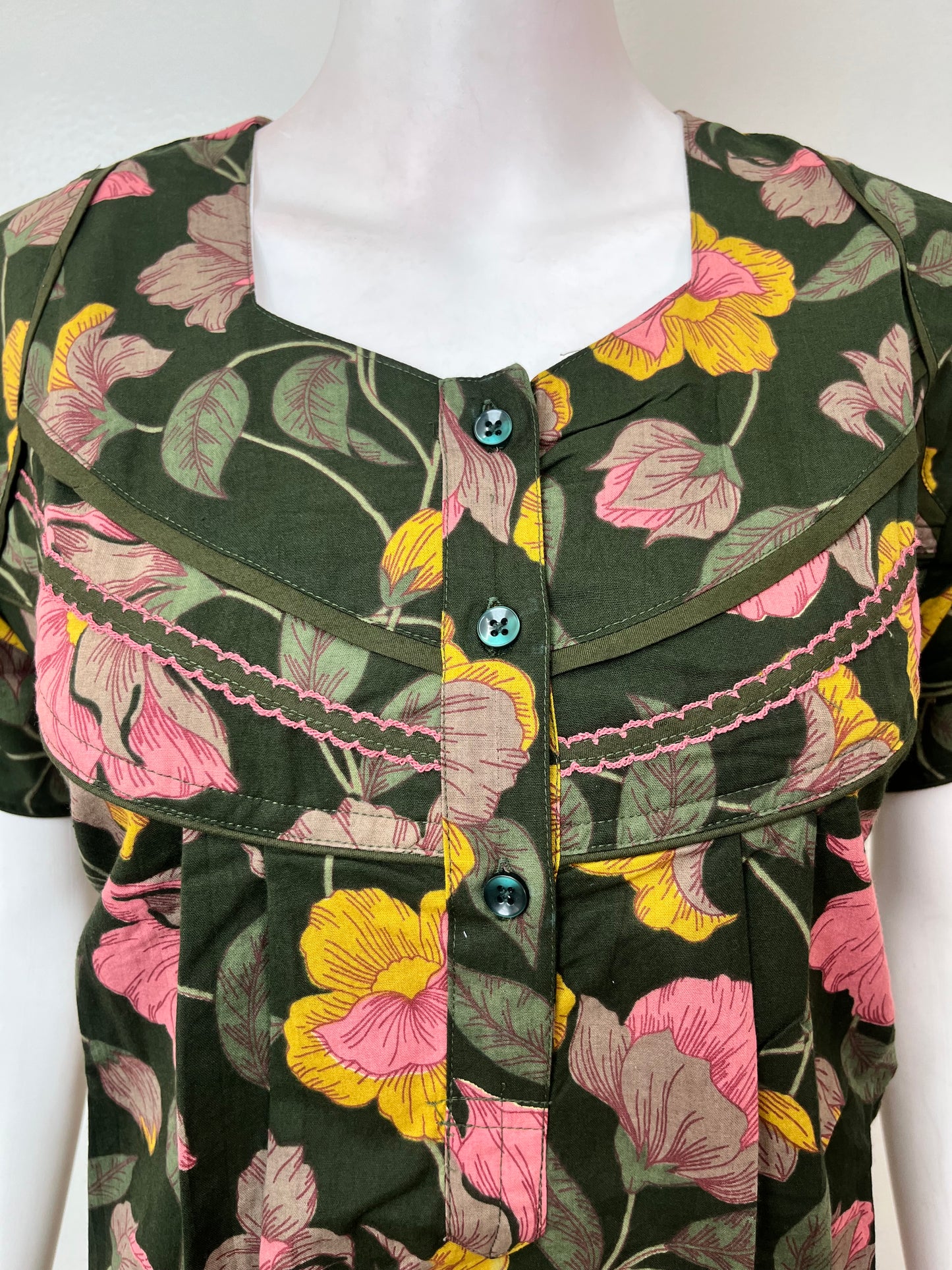 Bottle Green Pure Cotton Nightgown for Women