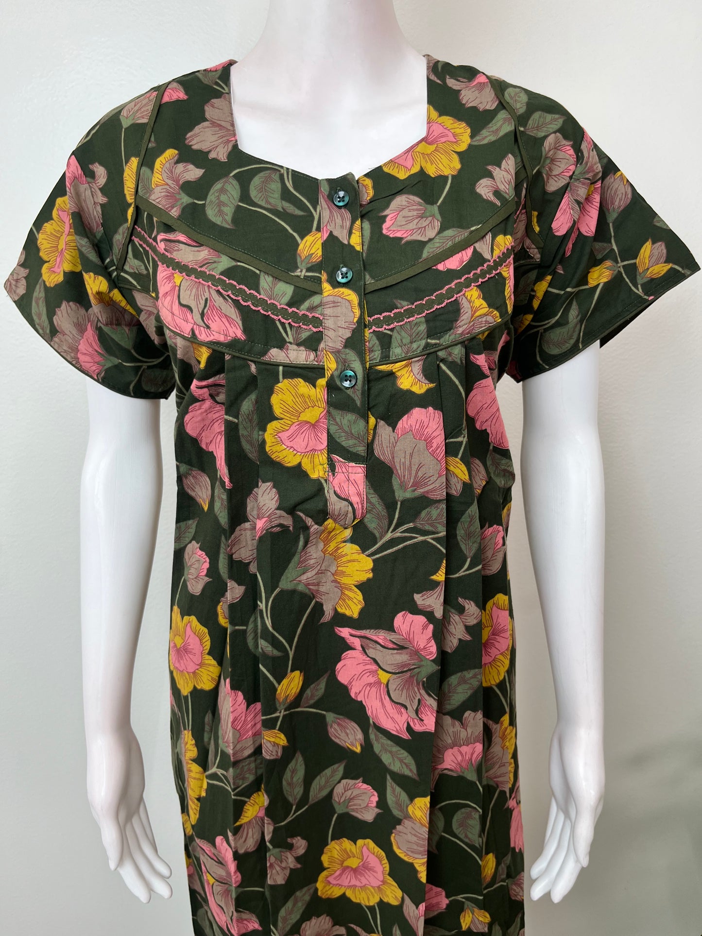 Bottle Green Pure Cotton Nightgown for Women