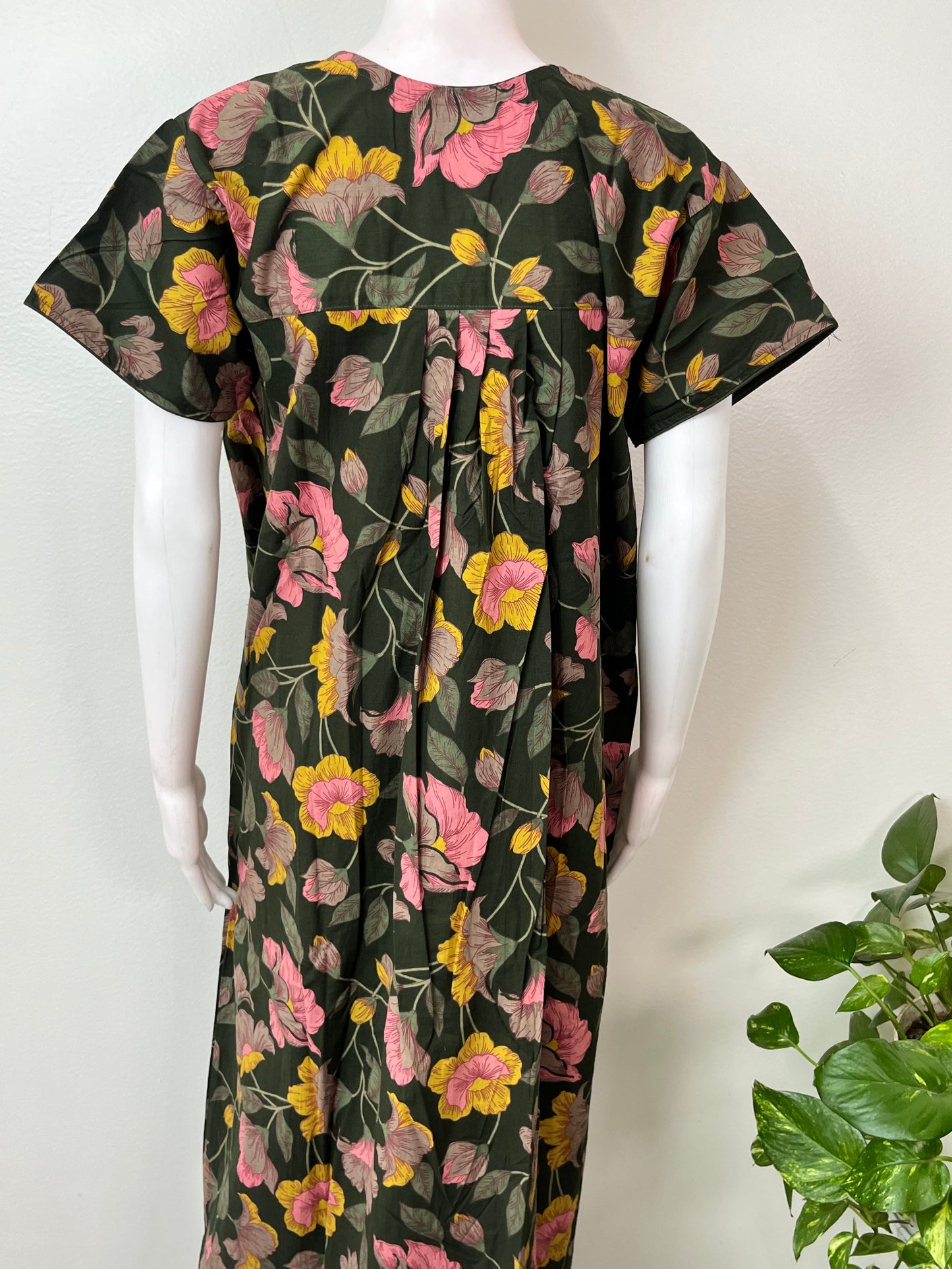 Bottle Green Pure Cotton Nightgown for Women