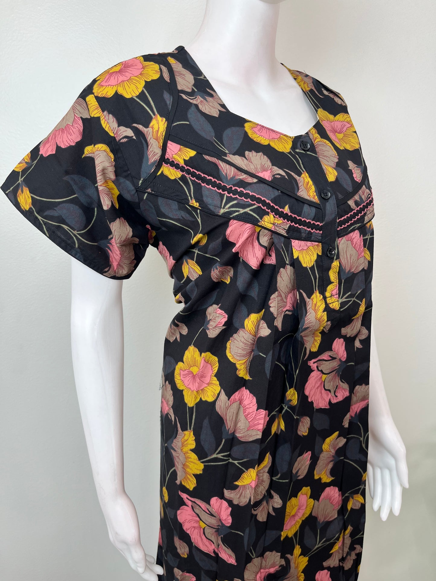 Black 100% Cotton Nighty Elegant & Breathable