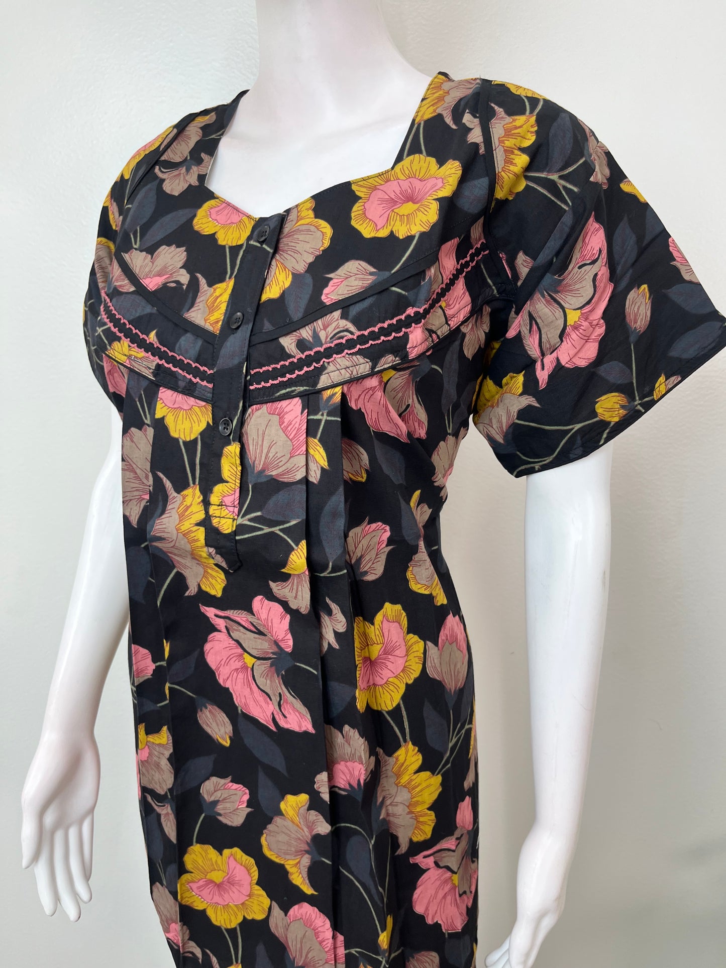 Black 100% Cotton Nighty Elegant & Breathable