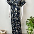 Navy Blue Double Print 100% Cotton Nightgown