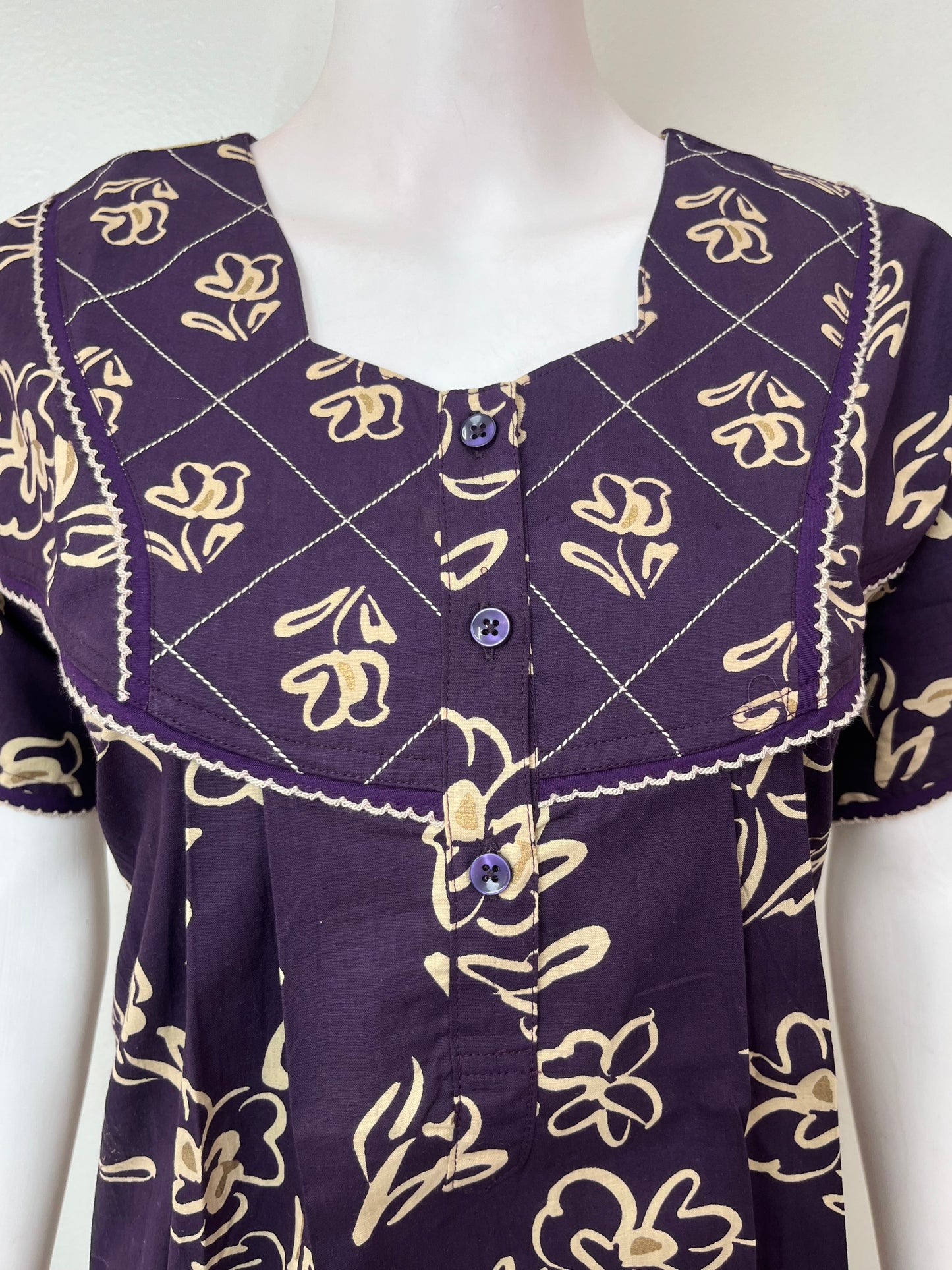 Deep Violet Pure Cotton Nightgown