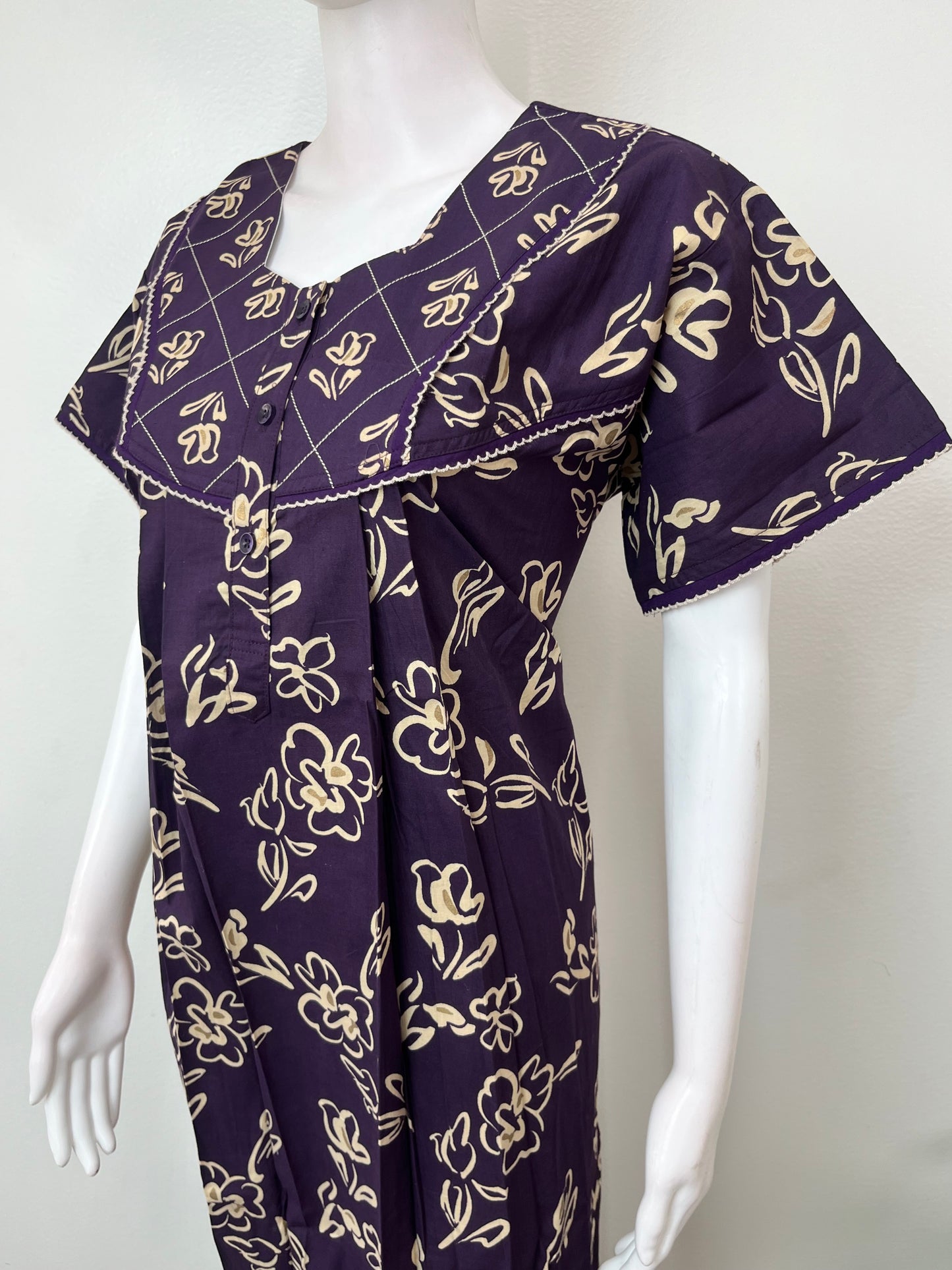 Deep Violet Pure Cotton Nightgown