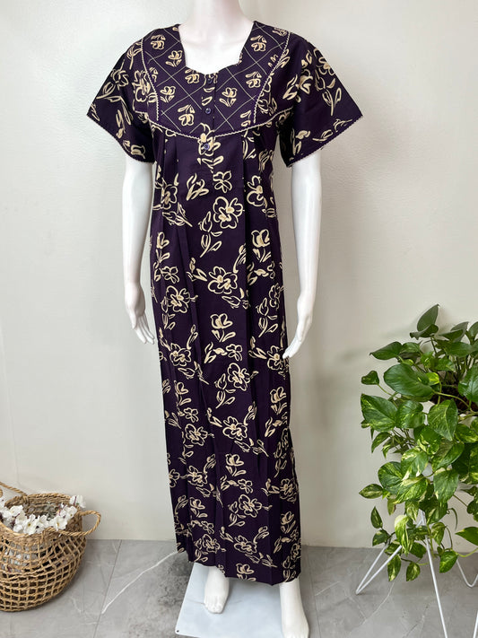 Deep Violet Pure Cotton Nightgown