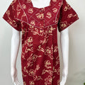 Maroon Digital Printed Pure Cotton Nighty