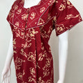 Maroon Digital Printed Pure Cotton Nighty