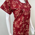 Maroon Digital Printed Pure Cotton Nighty