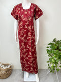 Maroon Digital Printed Pure Cotton Nighty