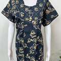Navy Blue Double Print 100% Cotton Nightgown