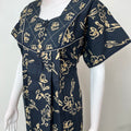 Navy Blue Double Print 100% Cotton Nightgown