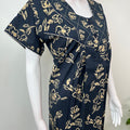 Navy Blue Double Print 100% Cotton Nightgown