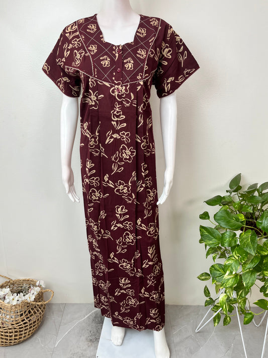 Wine 100% Cotton Women's Nightgown