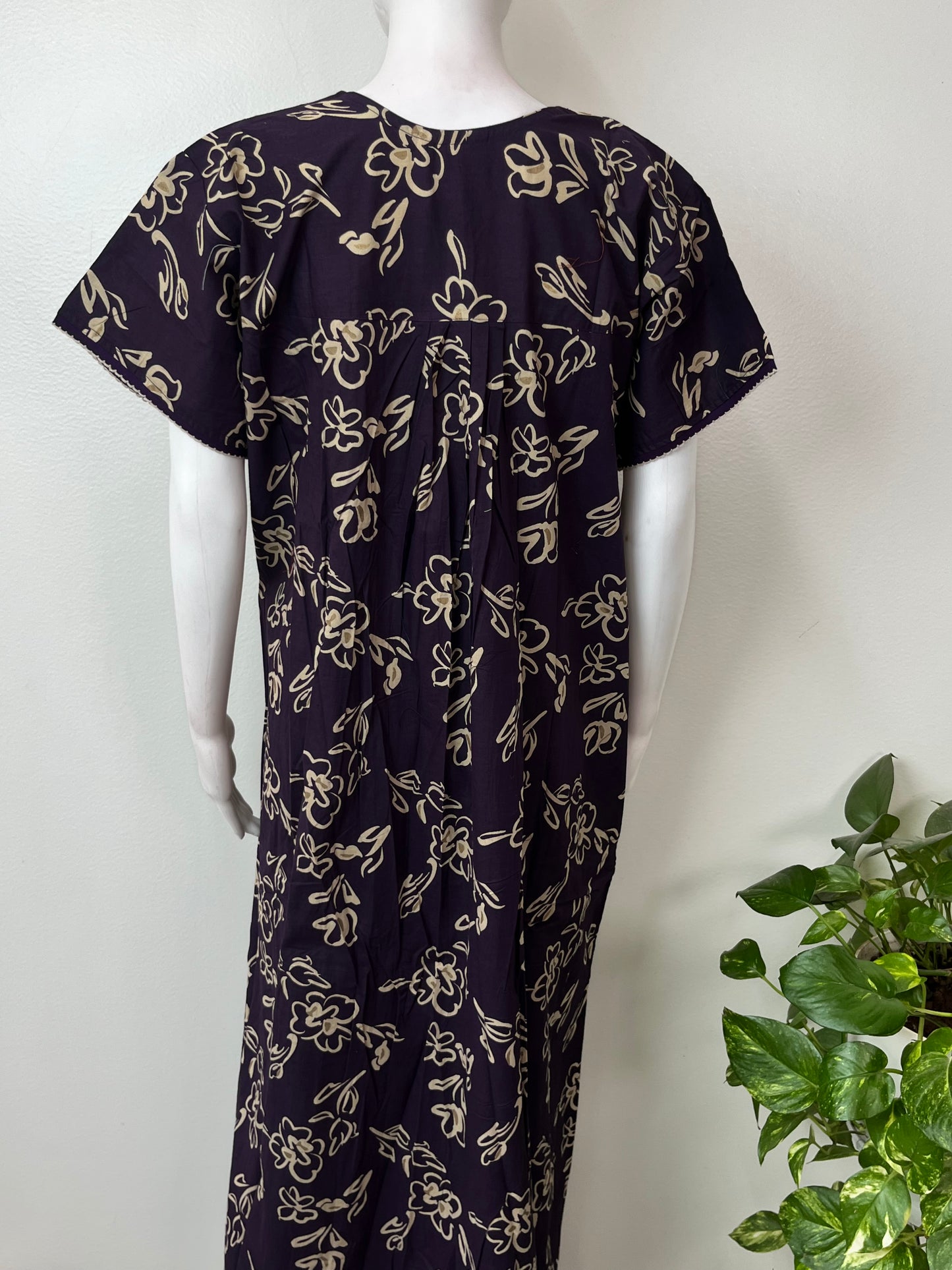 Deep Violet Pure Cotton Nightgown