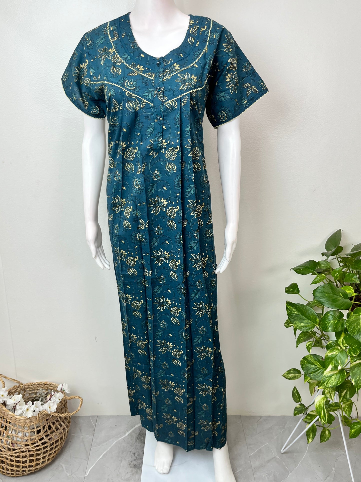 Navy Blue 100% Cotton Nighty Soft & Comfortable